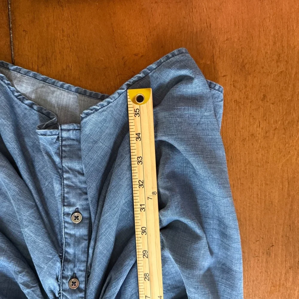 NWT Current Air Los Angeles Blue Chambray Ruched Button Sleeveless‎ Dress XS
